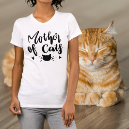 Funny Mother of Cats Black Wording T-Shirt