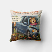 Funny Mother's Day cat car crash you can't park th Kussen (Achterkant)