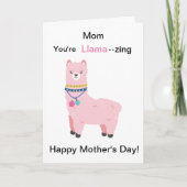 Funny Mother's Day Llama  Kaart (Voorkant)