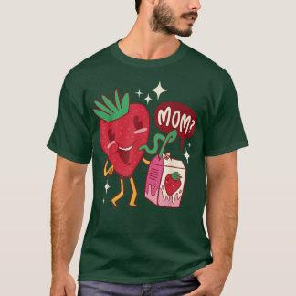 Funny Mothers Day Strawberry milk bo mom mommy  T-shirt