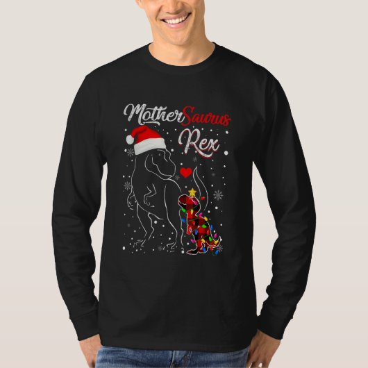 Funny Mothersaurus Rex Dinosaur Red Pset Christma T-shirt (Voorkant)