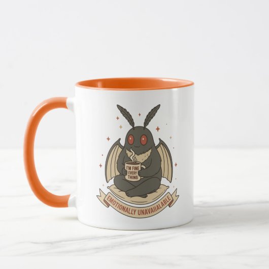 Funny Mothman Mug – Emotional Support Cryptid Coff Mok (Links)
