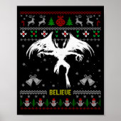 Funny Mothman Ugly Christmas Sweater Believe Crypt Poster (Voorkant)