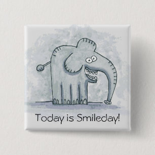 Funny motivatie olifant Today is Smileday Vierkante Button 5,1 Cm