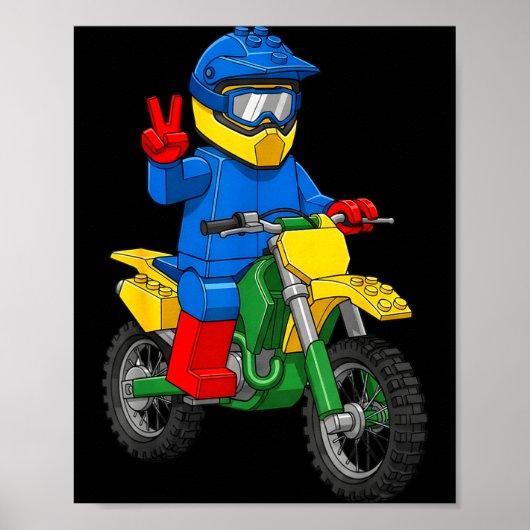Funny Motorbike Builder Boys Block Building Toys D Poster (Voorkant)