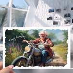 Funny Motorcycle Biker Granny Joke Birthday Kaart<br><div class="desc">Granny Miller was altijd een onconventionele vrouw geweest. Vanaf het moment dat ze een jong meisje was, had ze verwachtingen gewekt en weigerde ze te doen wat de maatschappij zei. Dus toen ze een motorfietswinkel tegenkwam en een mooie glimmende motor zag, wist ze dat ze het moest hebben. Nana Miller...</div>
