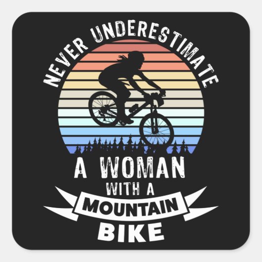 Funny Mountain Biking MTB Gift for Women Vierkante Sticker (Voorkant)