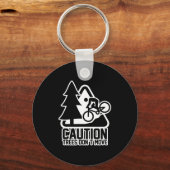 Funny Mountain Biking Warning - Caution Trees Do N Sleutelhanger (Voorkant)