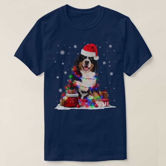 Funny Mountain Dog Tree Kerstlights Xmas Paja T-shirt (Design voorkant)