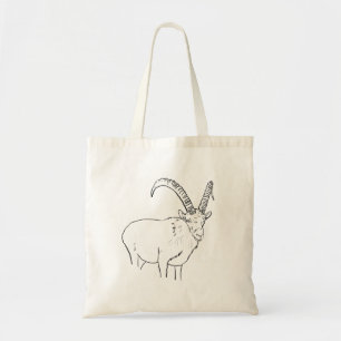 Funny Mountain Goat Line Drawing Animal Art Design Tote Bag