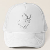 Funny Mountain Goat Line Drawing Animal Art Design Trucker Pet (Voorkant)