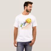 Funny Mountain Goat Pushing Cheese T-shirt (Voorkant volledig)
