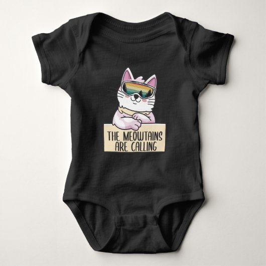 Funny Mountain Snowboarding Skiing Cat Lover Romper (Voorkant)