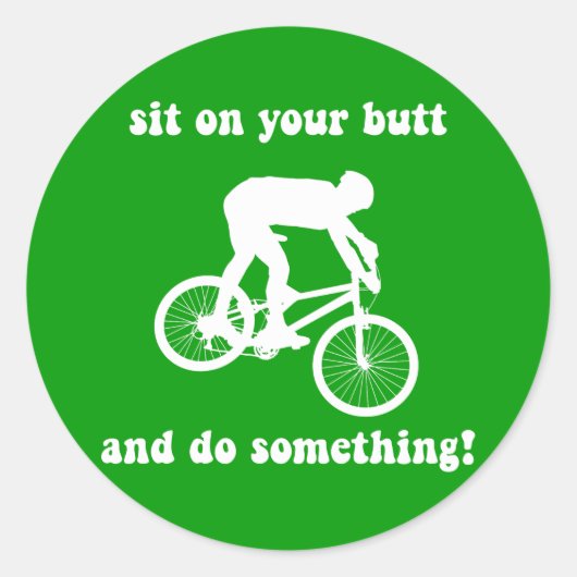 Funny mountainbiking ronde sticker (Voorkant)
