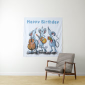 Funny Mouse Band Tapestry Happy Birthday To You Wandkleed (In situ)