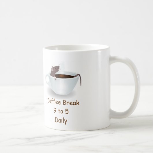 Funny Mouse Mok: Koffie Break 9 tot 5 dagelijks Koffiemok (Rechts)
