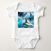Funny Mouse Surfing Digital Waves and Cute mice Romper (Voorkant)
