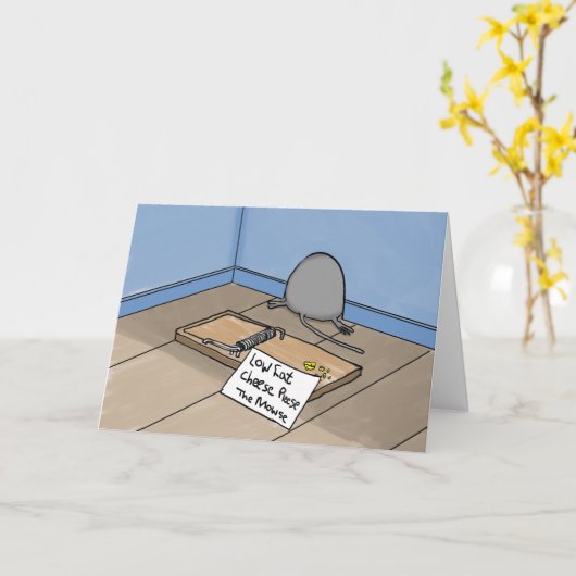 Funny Mouse Verjaardag Kaart (Gele Bloem)