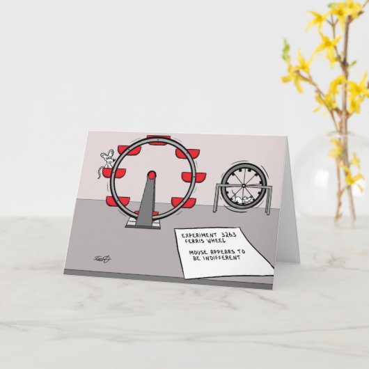 Funny Mouse Wenskaart Kaart (Gele Bloem)