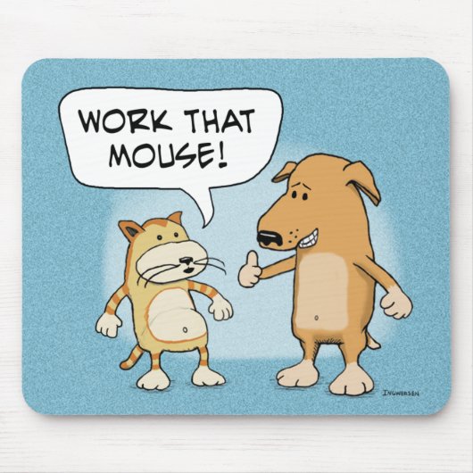 Funny mousepad: Cartoon Cat en Dog Muismat (Voorkant)