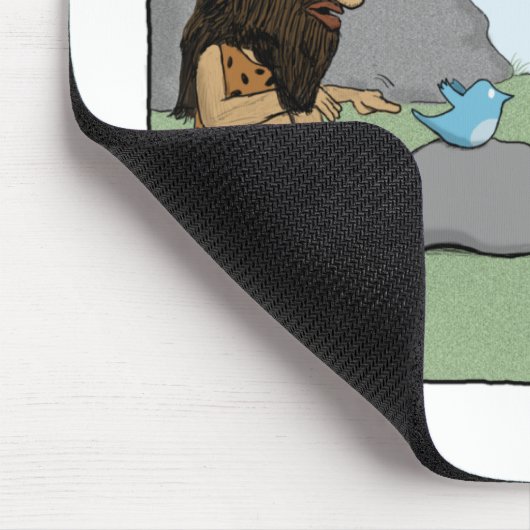Funny mousepad: Caveman Tweets Muismat (Hoek)
