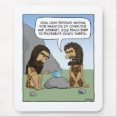 Funny mousepad: Caveman Tweets Muismat (Voorkant)