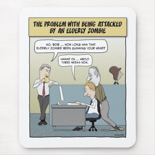 Funny mousepad: Ouderen Zombie Muismat (Voorkant)