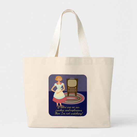 Funny Movie Lover Housevrouw Kitsch Retro Art Grote Tote Bag (Voorkant)