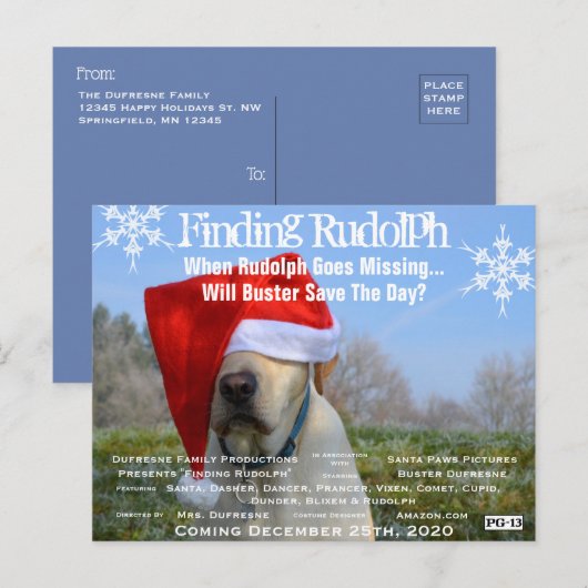 Funny Movie Parody voegt Pets Photo Holiday toe Briefkaart (Voorkant / Achterkant)