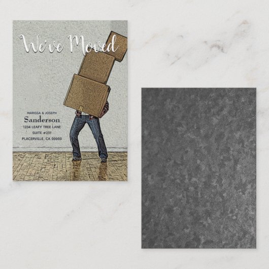 Funny Moving Announcement We hebben ons verplaatst Informatiekaartje (Voorkant / Achterkant)