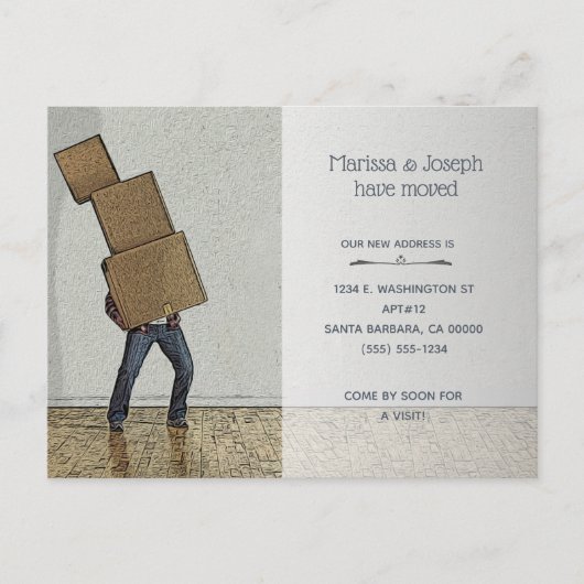 Funny Moving Boxes New Home Aankondigingskaart (Voorkant)