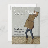 Funny Moving Boxes We hebben ons verplaatst Aankondigingskaart (Voorkant / Achterkant)