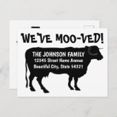 Funny Moving Koe Nieuw adres We hebben zwart gemaa Aankondigingskaart (Voorkant / Achterkant)
