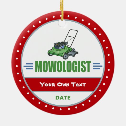 Funny Mowing Grass Lawn Care Keramisch Ornament (Achterkant)