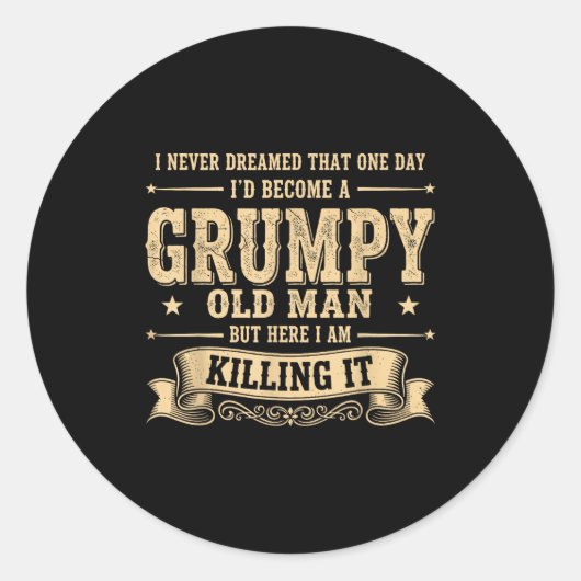 Funny Mpy Old Man Ronde Sticker (Voorkant)