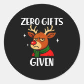 Funny Mpy Reindeer Christmas Meme Zero Given Ronde Sticker (Voorkant)