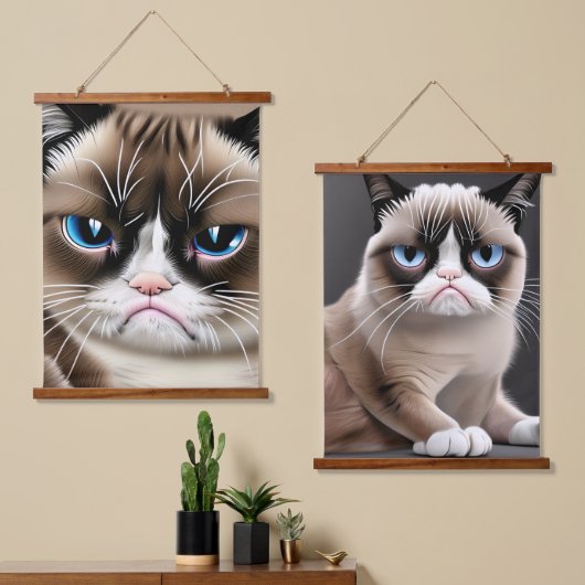 Funny Mr. en Mrs Angry Cats Hangend Wandkleed (Asymmetrisch)