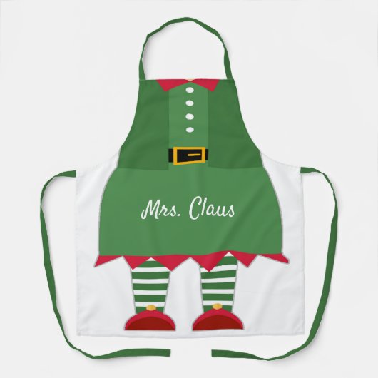 Funny Mrs Claus-kerstgroen en Red Custom Schort (Voorkant)