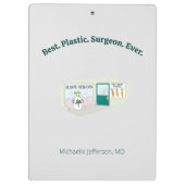 Funny Ms Frosty bij plastisch chirurg cartoon Klembord (Achterkant)