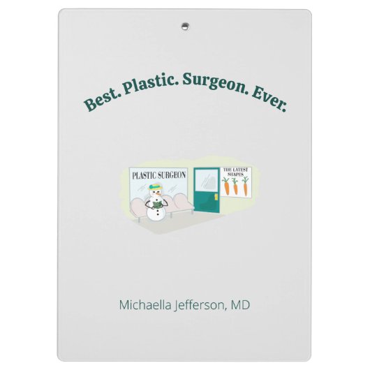 Funny Ms Frosty bij plastisch chirurg cartoon Klembord (Achterkant)