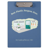 Funny Ms Frosty bij plastisch chirurg cartoon Klembord (Voorkant)