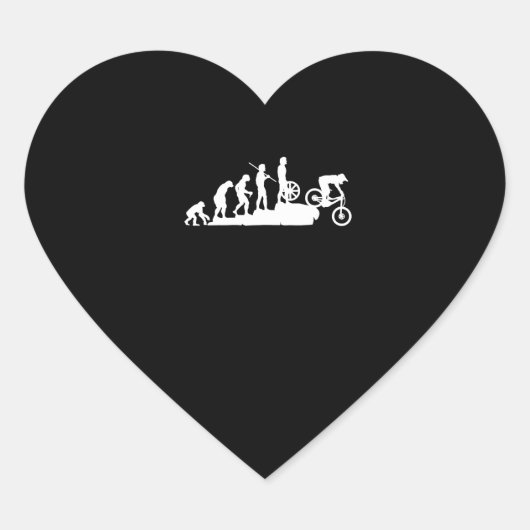 Funny MTB Mountain Biking Evolution Downhill Hart Sticker (Voorkant)