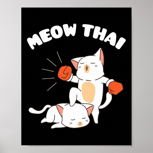 Funny Muay Thai Cats Thai Boxing Fighter Gift Poster (Voorkant)