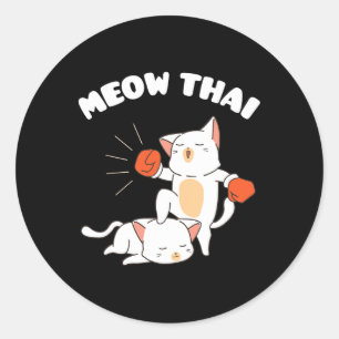 Funny Muay Thai Cats Thai Boxing Fighter Gift Ronde Sticker
