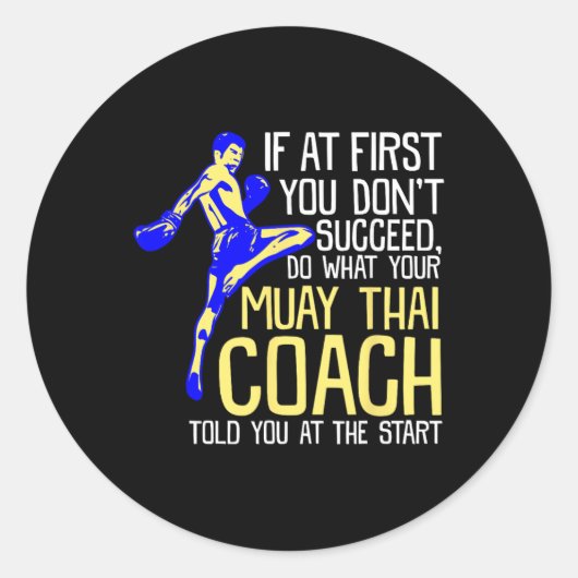 Funny Muay Thai Coach Boxing Design Ronde Sticker (Voorkant)