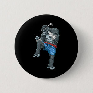Funny Muay Thai Gorilla - Thai Boxing Ronde Button 5,7 Cm