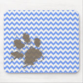 Funny Muddy Paw Print op Blue Chevron Muismat (Voorkant)