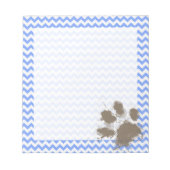 Funny Muddy Paw Print op Blue Chevron Notitieblok (Voorkant)
