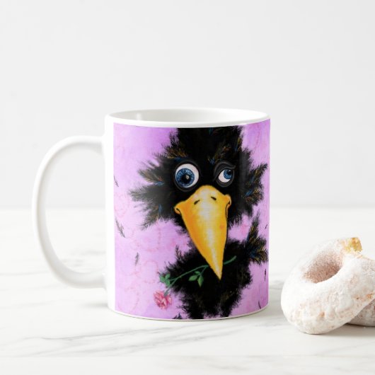 Funny Mug Crow met Roos Koffiemok (Met donut)