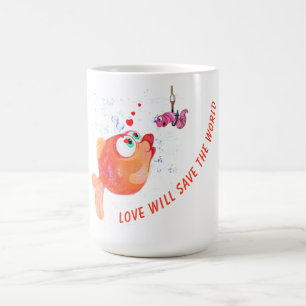 Funny Mug Fish and Worm - Love Koffiemok
